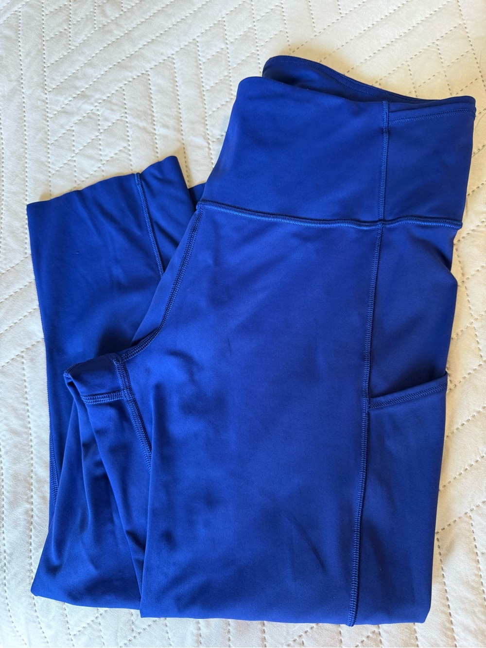 Lululemon Fast & Free Crop Leggings 19” Blue Size 10 Pockets